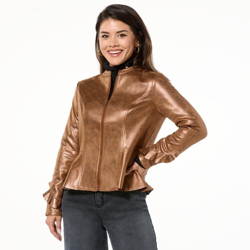 C. Wonder Shimmering Copper Leather Jacket